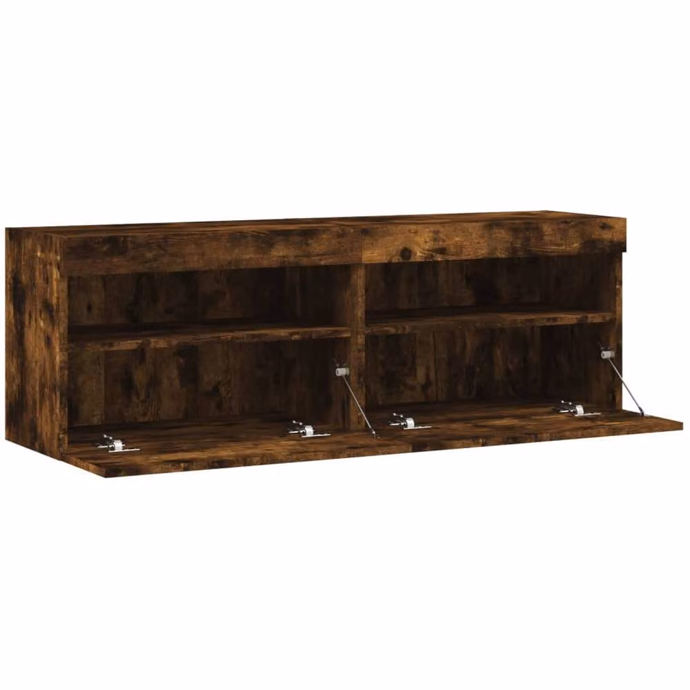 Berkfield Home Set of 2 TV Wall Cabinets with LED Lights in Smoked Oak Brown, W/D/H: 60 x 30 x 40 cm – 8