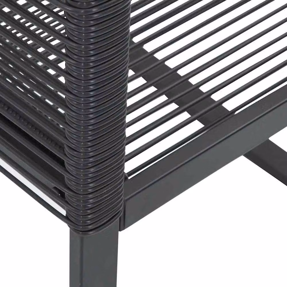 Berkfield Home Set of 4 Modern Black Poly Rattan and Steel Garden Chairs – 7