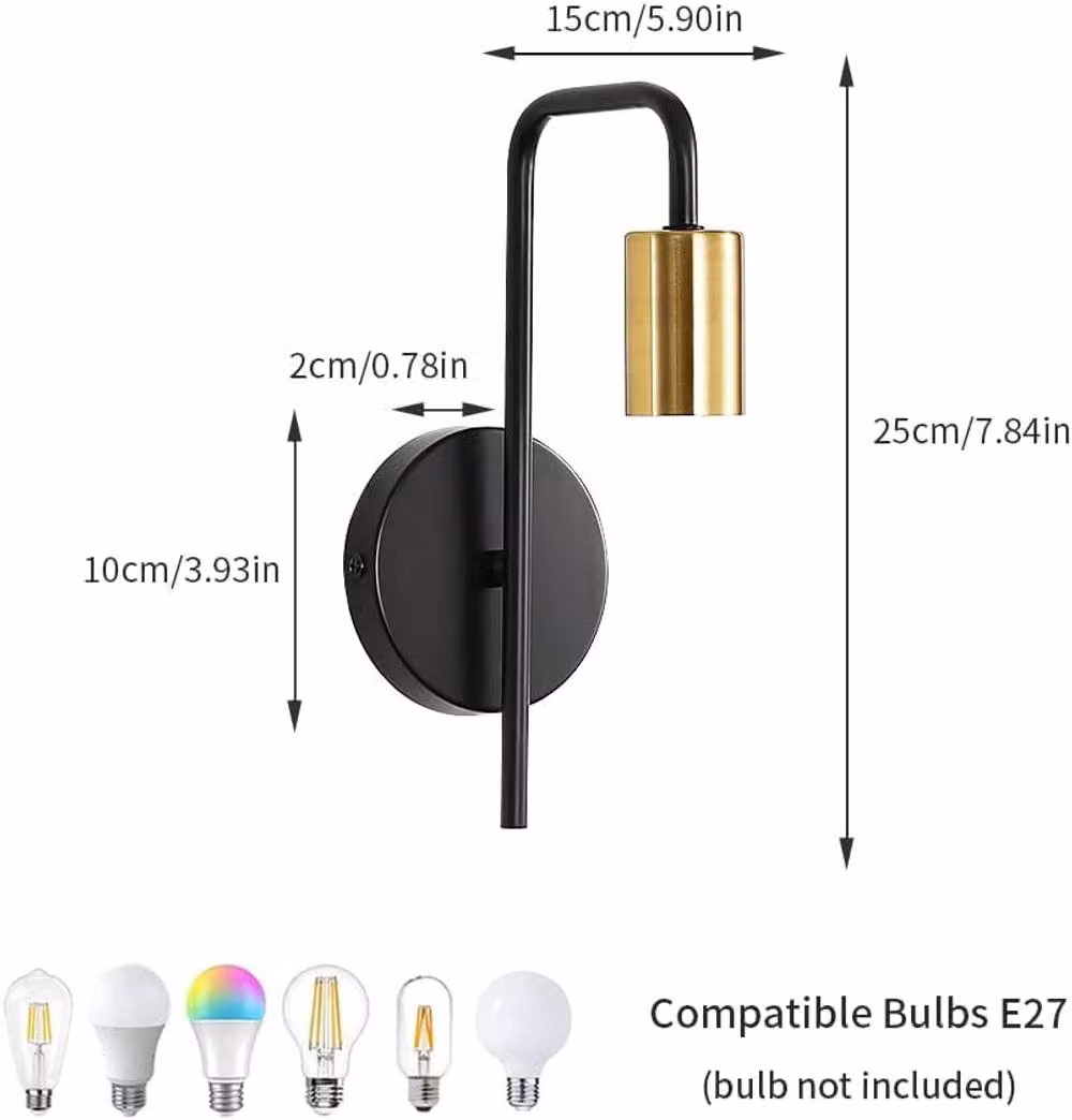 Goeco 2 Pack Industrial Vintage Wall Lights in Black with E27 Retro Design – 5