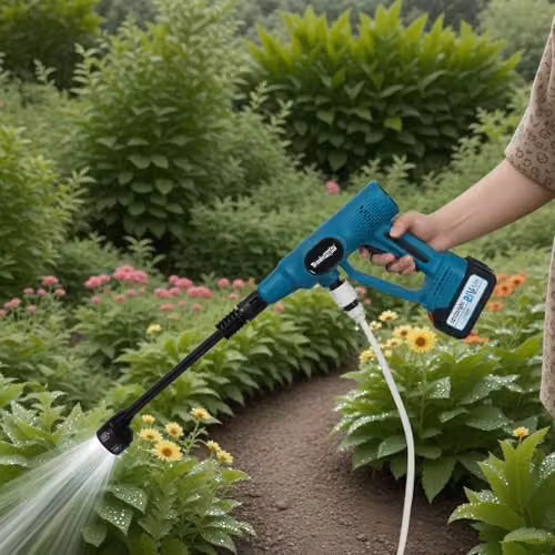 Traderight Blue Cordless Pressure Washer with Brushless Motor, LCD Display and Dual 4.0Ah Rechargeable Batteries, 50Bar/725PSI High-Pressure Jet Washer for Car, Patio and Garden Cleaning – 7