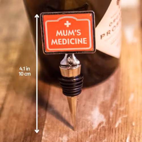 Boxer Gifts Mum's Medicine Novelty Wine Bottle Stopper, Red Metal – 3