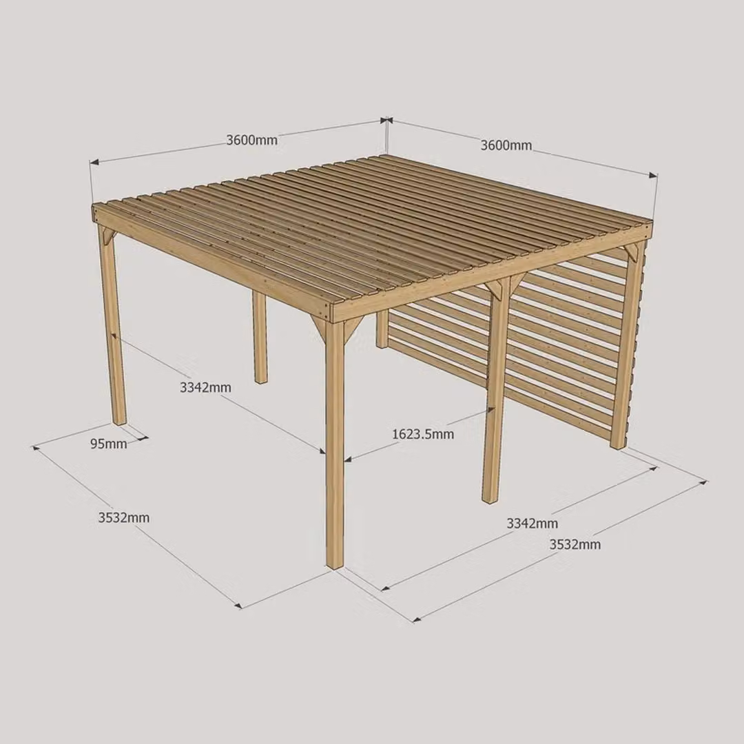 Rutland County Garden Furniture Ltd Shade Pergola in Rustic Brown and Light Green, W: 360 cm, D: 360 cm, H: 270 cm – 6