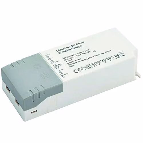 Loops 24V DC 25W Dimmable LED Driver Transformer in White and Transparent Plastic