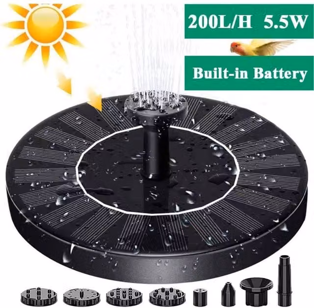 SPETLEK 5.5W Solar Fountain Pump for Garden Ponds, Pools and Aquariums, Black – 1