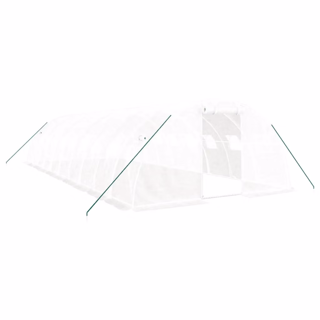 Berkfield Home Freestanding Steel Frame Greenhouse in White, W/D/H: 10 x 4 x 2 m – 2
