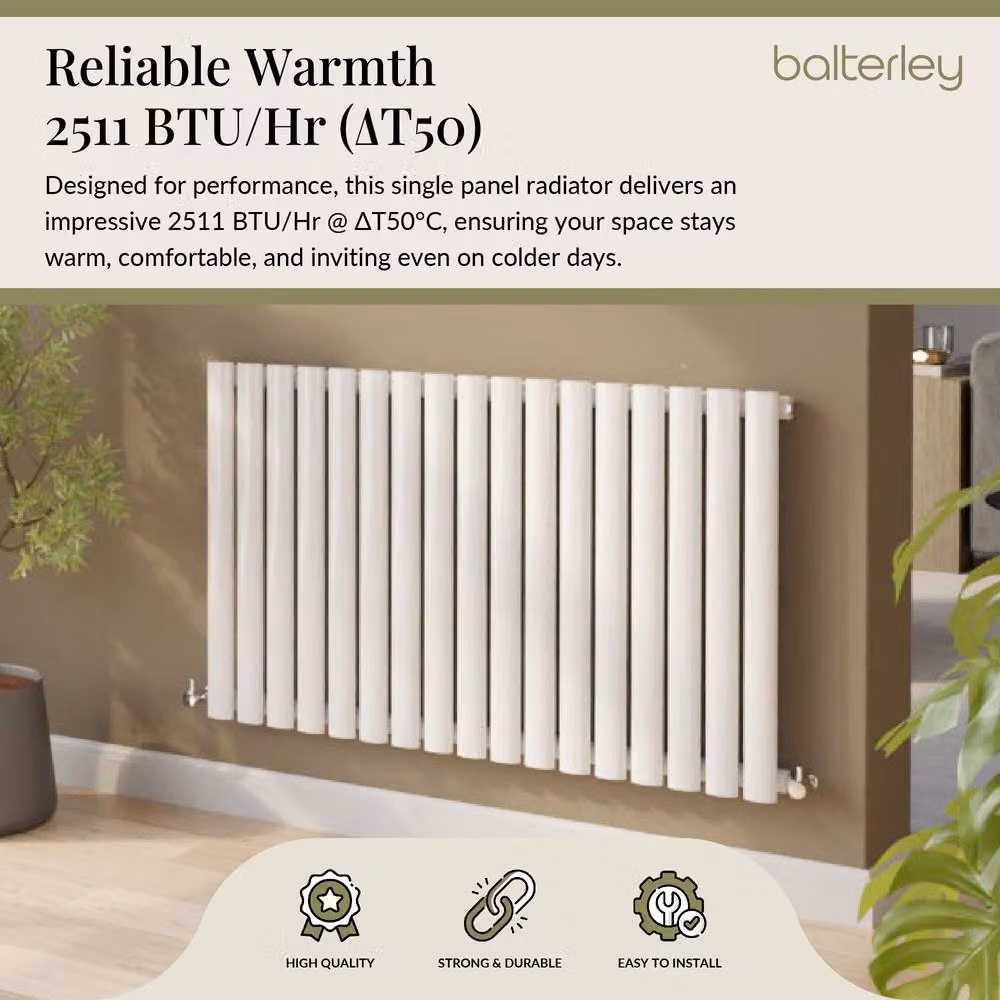 Balterley Embrace Horizontal Single Panel Steel Radiator, White, W: 99.2 cm, H: 60 cm – 2