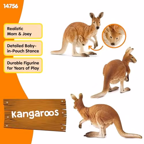 Schleich Wild Life Kangaroo Toy Figurine in Red and Brown – 4