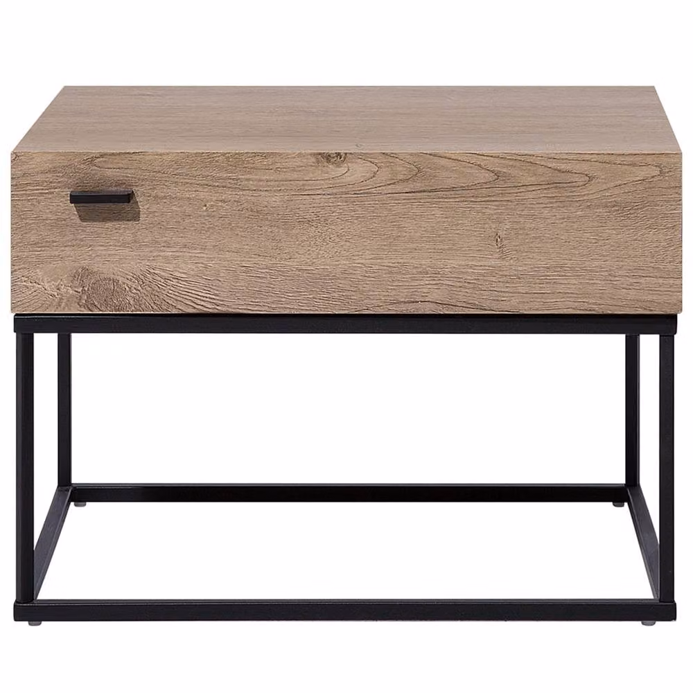 Wyld and Coco Bedside Table in Dark Brown with Black Metal Base – 3