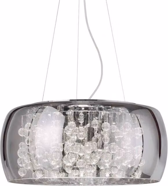 Ideal Lux Audi 8 Light Round Ceiling Pendant in Grey and Chrome