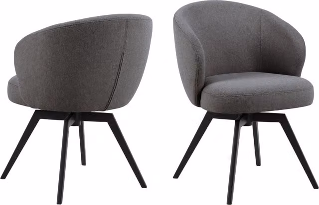 Furniture To Go Darlene Grey Fabric Dining Chair with Armrests and Swivel Function