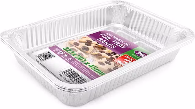 Pack of 3 Rectangular Uncoated Aluminium Foil Baking Sheets in Silver