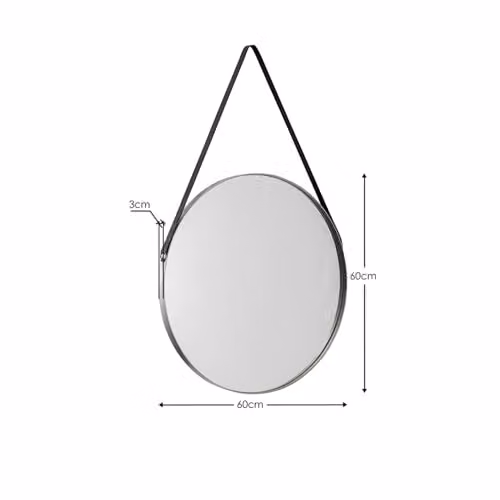 Julian Bowen Opera Round Modern Wall Mirror in Silver and Black, W/D/H: 60 x 60 x 2 cm – 3