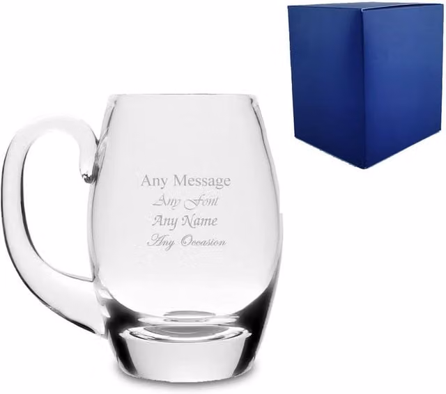 Uniqueful Personalised Handmade Barrel Tankard, 30oz, Clear Glass