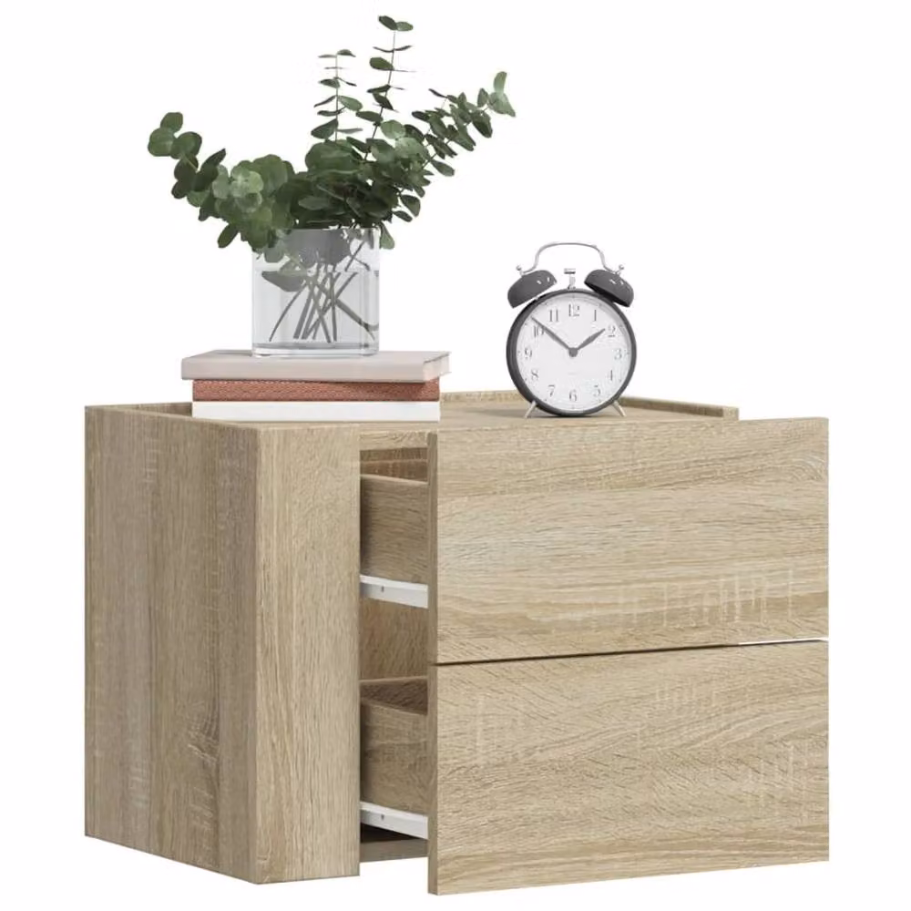 Berkfield Home Wall-mounted Bedside Cabinet in Sonoma Oak, Tan, W/D/H: 45 x 30 x 35 cm – 2