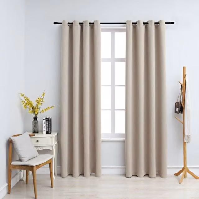 Berkfield Home Blackout Curtains with Eyelets, 2 Pack, Beige, W: 140 cm, H: 225 cm