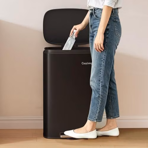 MCC Direct 30L Stainless Steel Pedal Bin with Soft Close Lid and Removable Inner Bucket, Black – 4