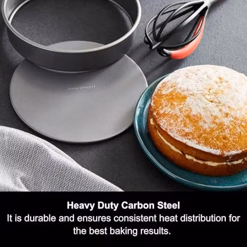 Morphy Richards Non-Stick Carbon Steel Loose Base Round Cake Tin Set in Grey – 2