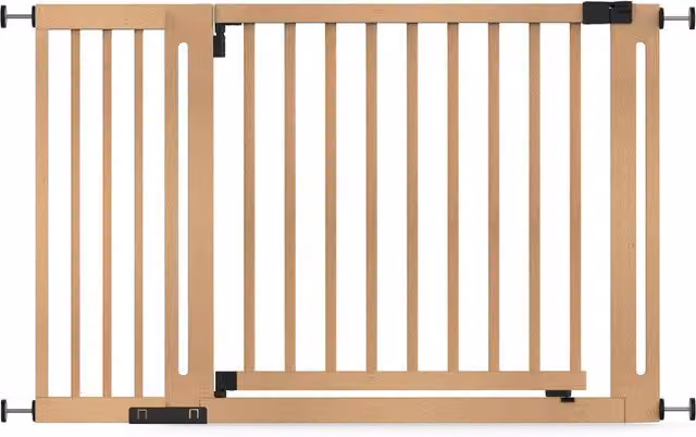 Safetots Elegance No-Drill Extendable Wood Swing Door Baby Gate in Natural