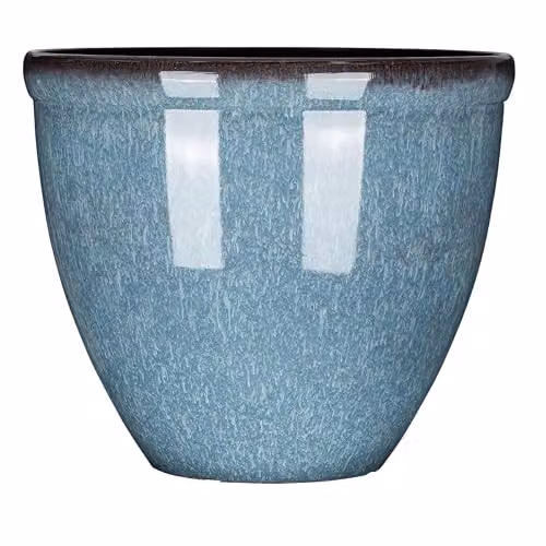 Garden Gear Blue Glazed Effect Bell Shape Planter, Height: 34 cm