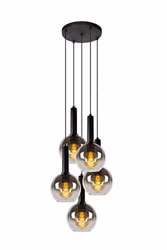 Lucide Marius Dimmable Adjustable Cluster Pendant Light in Black with Transparent Glass, Diameter: 55 cm – 1