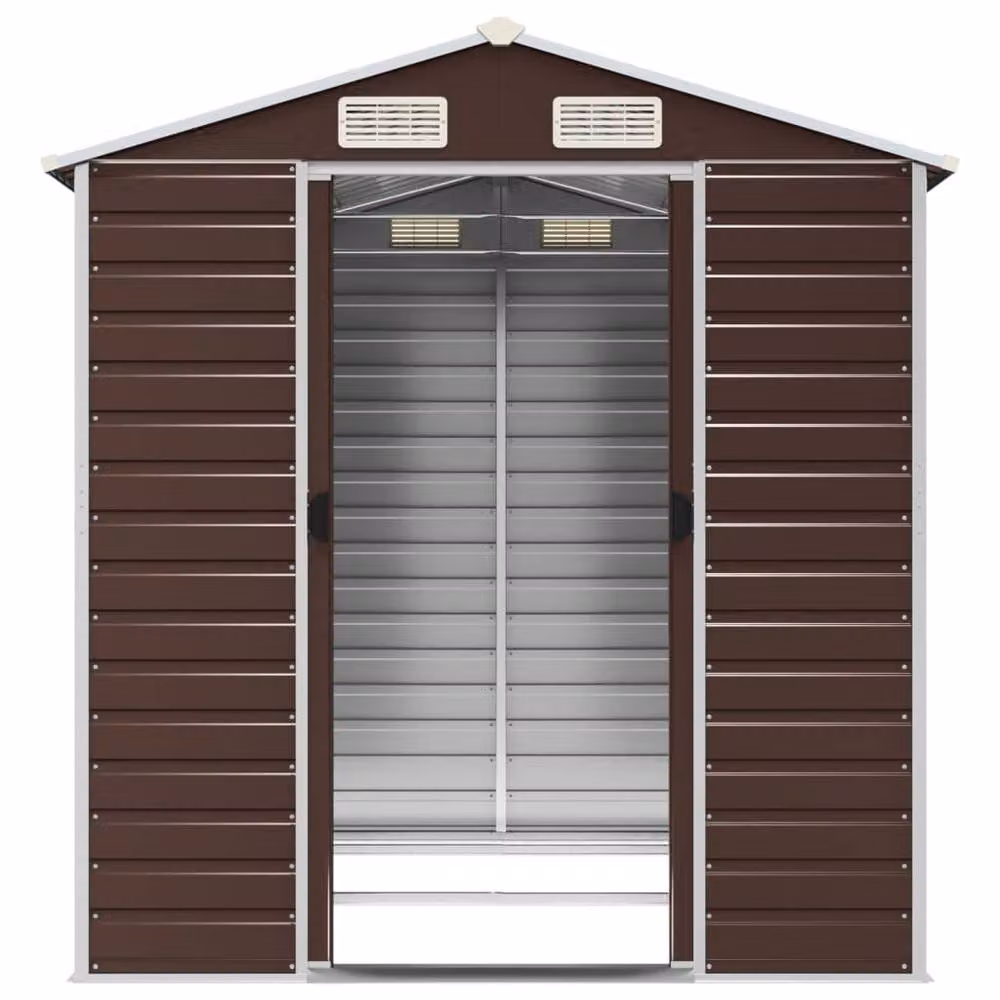 Berkfield Home Garden Shed in Brown Galvanised Steel, W/D/H: 191 x 215 x 198 cm – 3