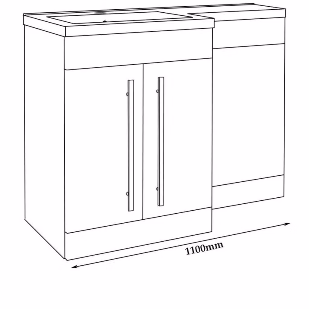 Clifton Silver Oak Left Hand 2 Door Corner Combo Vanity Unit with L Shape Basin in Light Grey, Width: 110 cm – 3