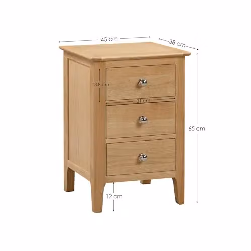 Julian Bowen Cotswold 3 Drawer Bedside Table in Oak, W: 38 cm, D: 38 cm, H: 65 cm – 2