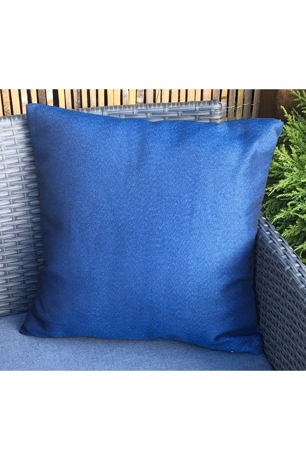Royalcraft Pair of Blue Plain Square Polyester Outdoor Garden Scatter Cushions – 2