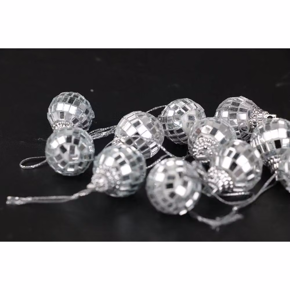 SPETLEK 12 Pack Silver Hanging Mini Mirror Disco Ball Baubles for Party and Christmas Decor – 2