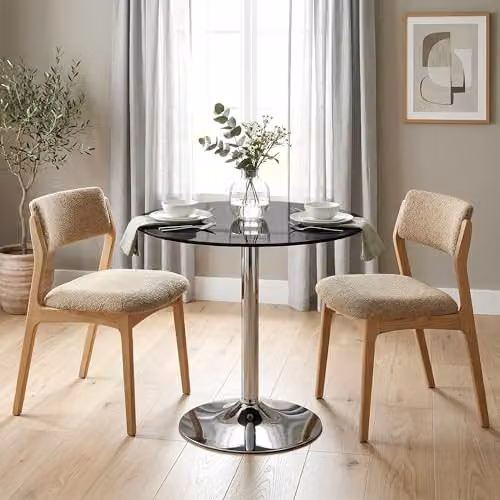 HOMCOM Round Bar Table with Black Tempered Glass Top and Steel Frame, W/D/H: 70 x 70 x 75.5 cm – 7