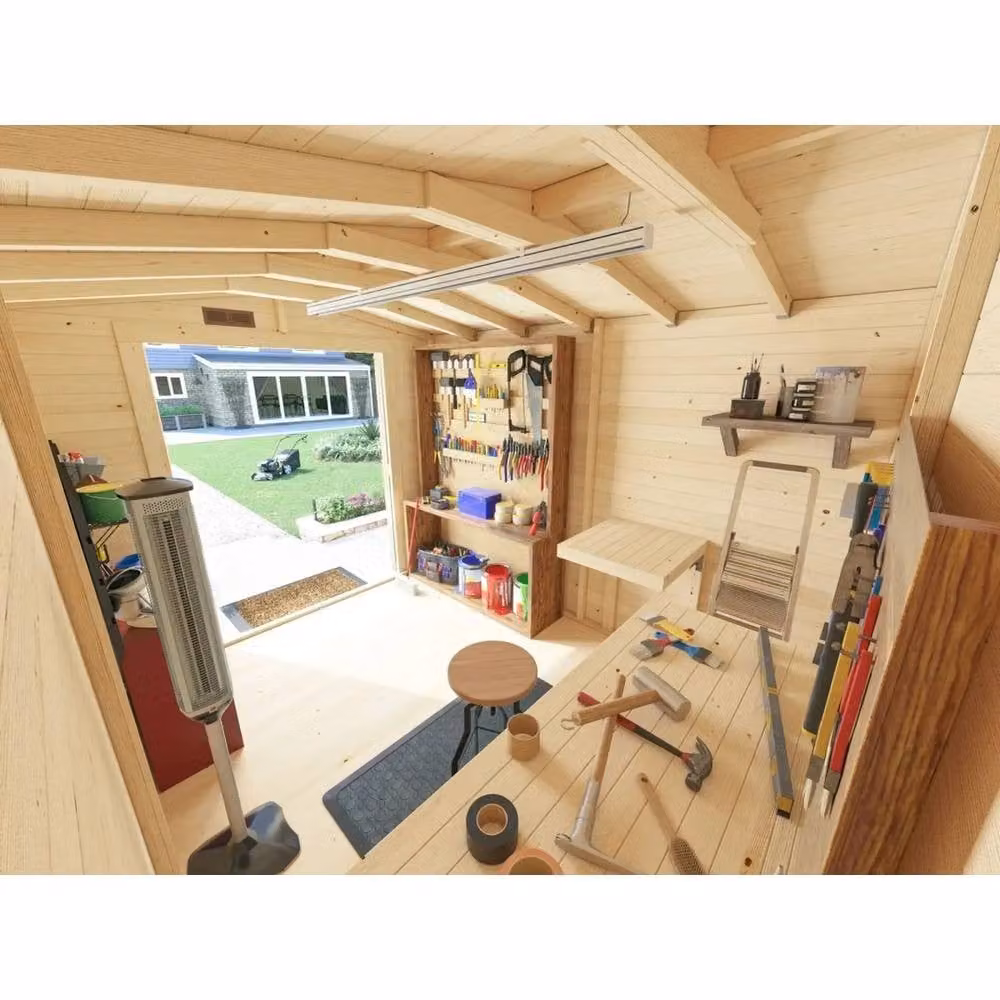 Dunster House Tubby Log Cabin Work Shed in Natural Wood with Superfelt Roof, W: 3.0 m, D: 2.4 m – 4