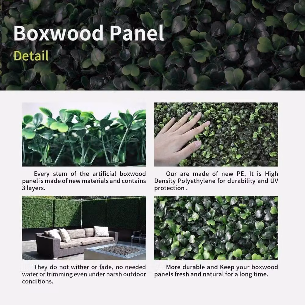 FLAVORA 10 Piece Artificial Hedge Plant Wall Garden Fence Screening in Green – 6