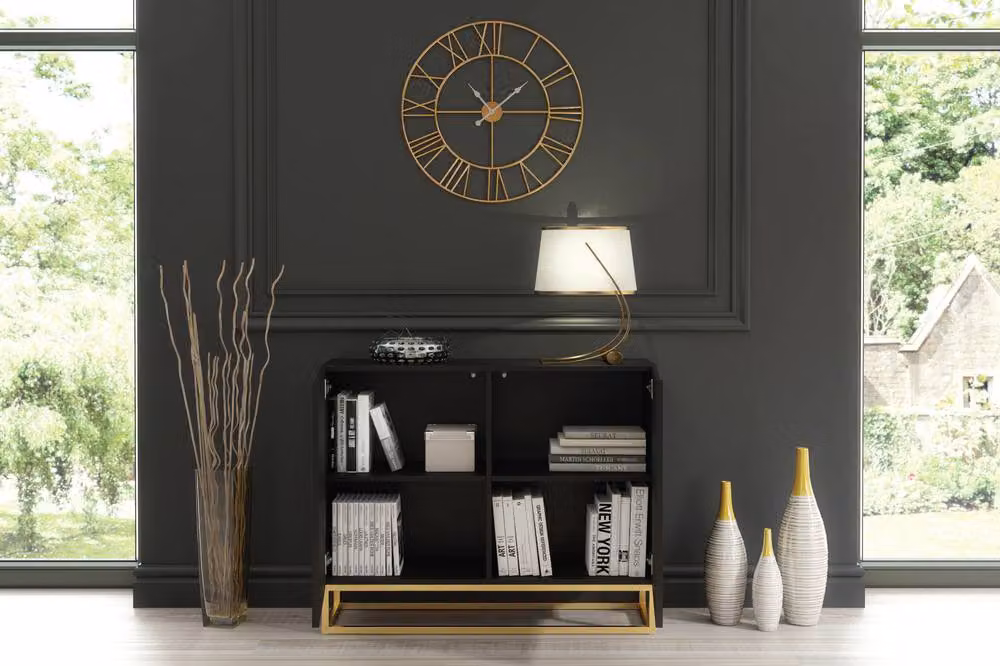 Creative Furniture Ripple Sideboard in Black and Gold, Modern Fluted Design, W/D/H: 100 x 35 x 80 cm – 4