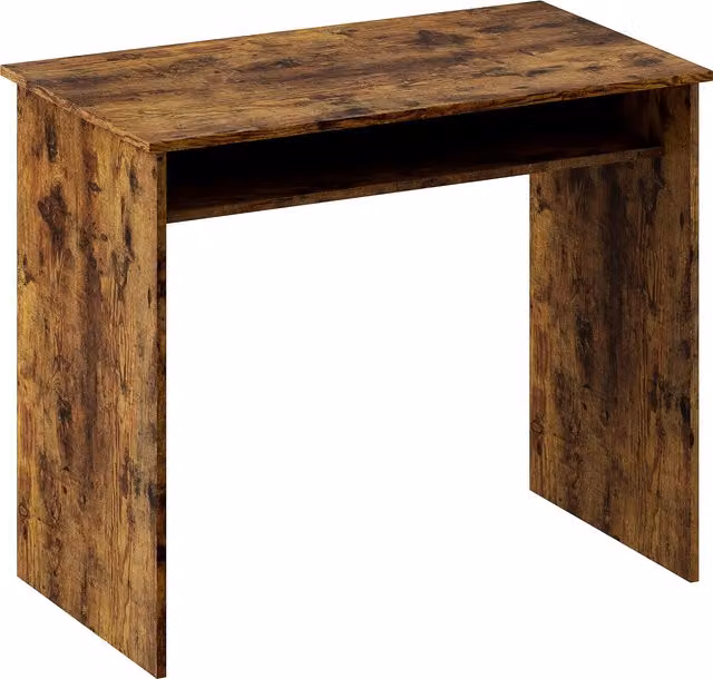 HOMCOM Boxy Writing Desk with Shelf in Brown Wood-Effect – 1