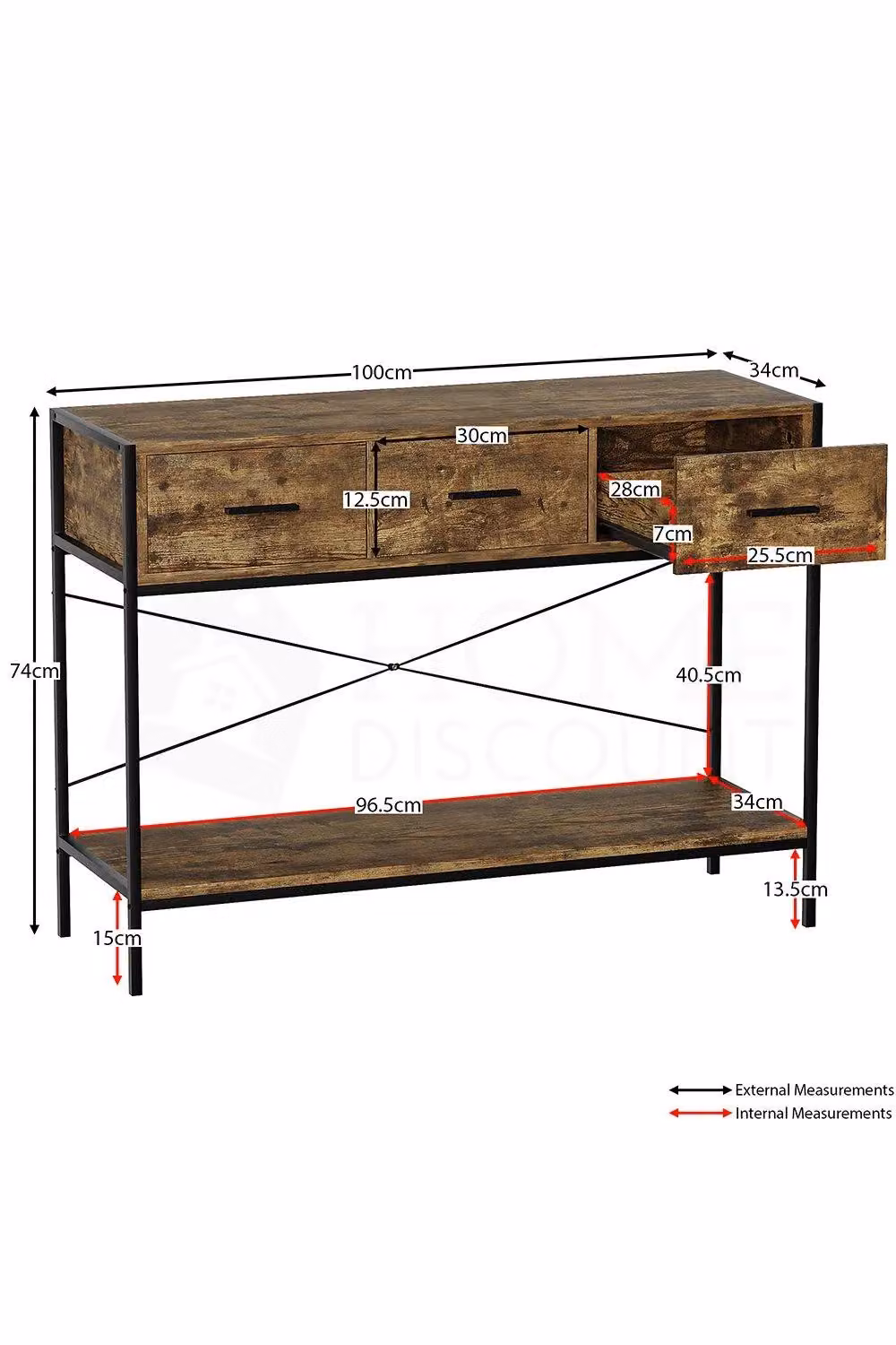 Vida Designs Brooklyn 3 Drawer Console Table Storage Organiser in Dark Brown – 2