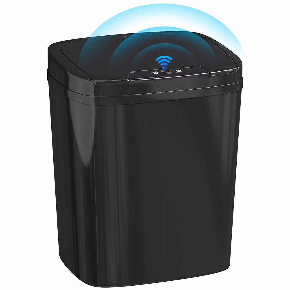 HOMCOM 15L Automatic Sensor Bin, Touchless Battery Operated Kitchen Bin in Black – 2