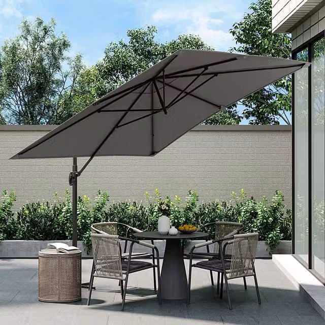 Breeins Cantilever Parasol with Cross Base in Grey, 300 cm