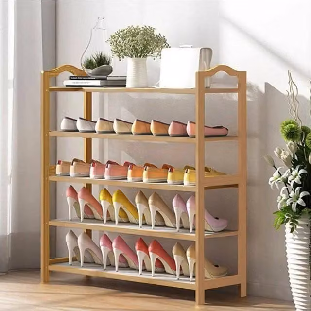 SPETLEK 5-Tier Wooden Shoe Rack in Sand Brown – 1