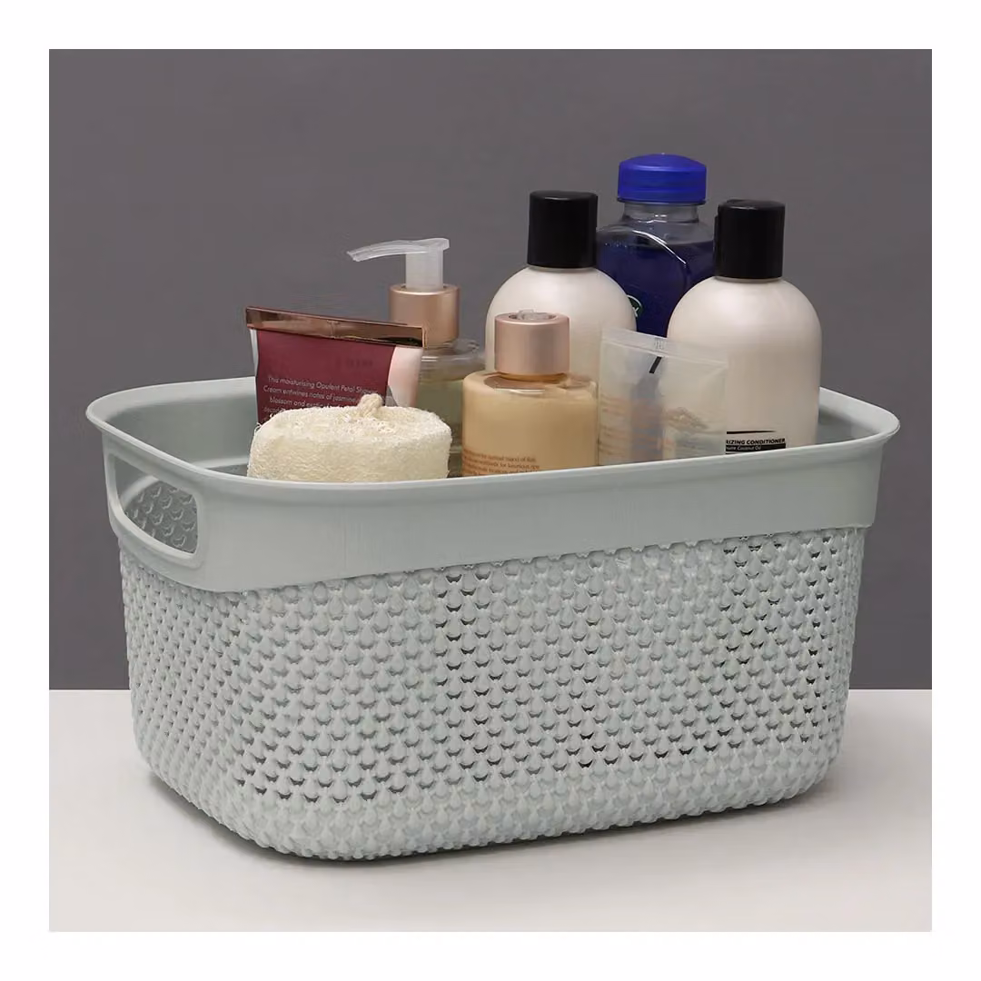 JVL Droplette Plastic Storage Basket, 6.6L, Grey, W/D/H: 15 x 29 x 22 cm – 2