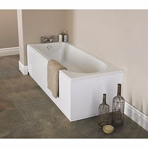 Hudson Reed BMON015 Classic Modern Rectangular Single Ended Acrylic Shower Bath, White, W/D/H: 180 x 80 x 40 cm – 2