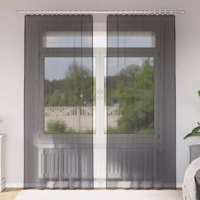 Berkfield Home Black Transparent Voile Curtains with Rod Pockets, 2 Pack, W: 140 cm, H: 245 cm – 1