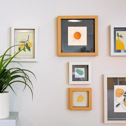 Nicola Spring 5 Piece Square 3D Shadow Box Photo Frame Set in Grey and Black with Glass Aperture – 2