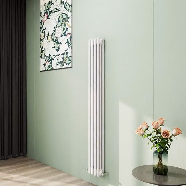 AicaBathroom Vertical Traditional Cast Iron Style 3 Column Radiator in White, H: 150 cm, W: 20 cm, D: 20 cm