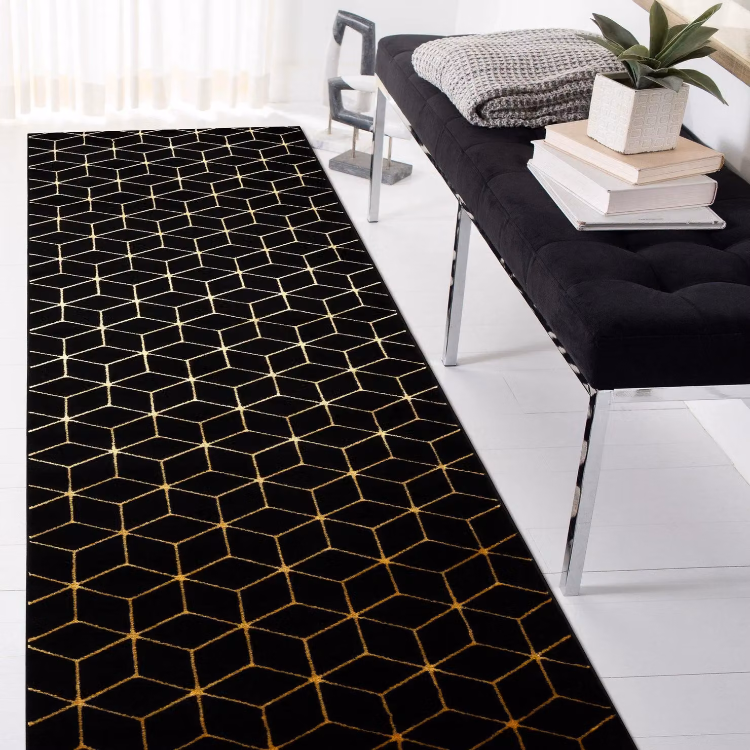 RugsX Gloss Runner in Black, W/D/H: 60 x 300 cm – 5