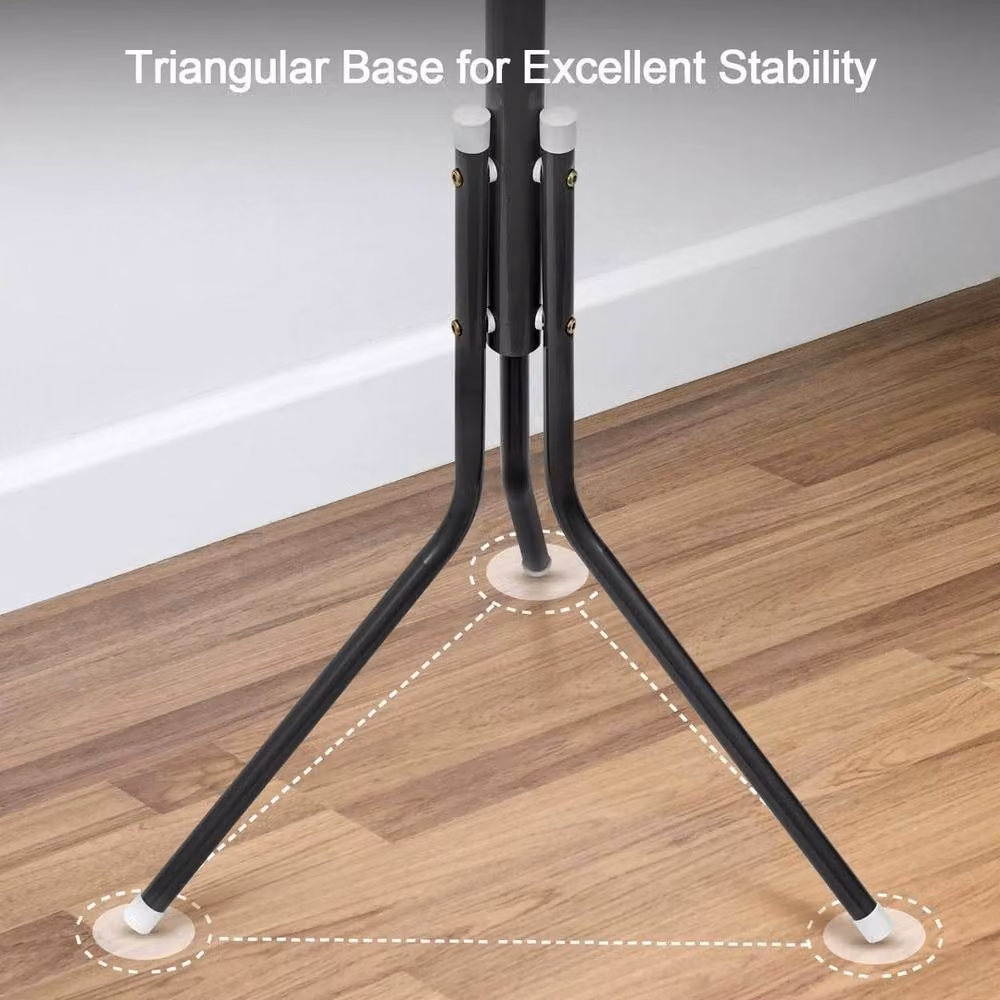 Kelvenix Modern Black Metal Coat Stand with 12 Hooks and Tripod Base, H 175 x W 45 x D 45 cm – 3