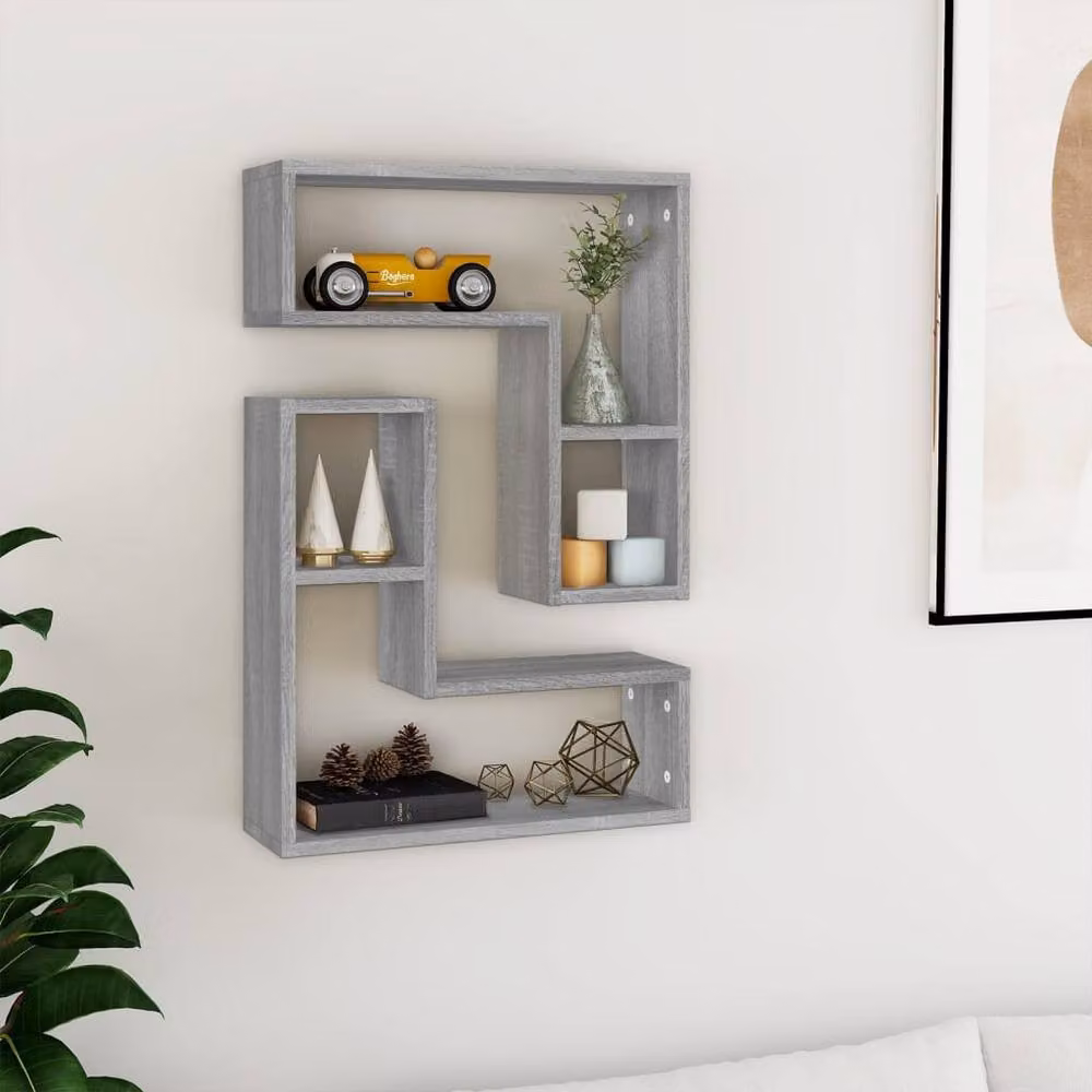 Berkfield Home Wall Mounted Shelves, 2 Piece Set, Grey Sonoma, W/D/H: 50 x 15 x 50 cm – 2