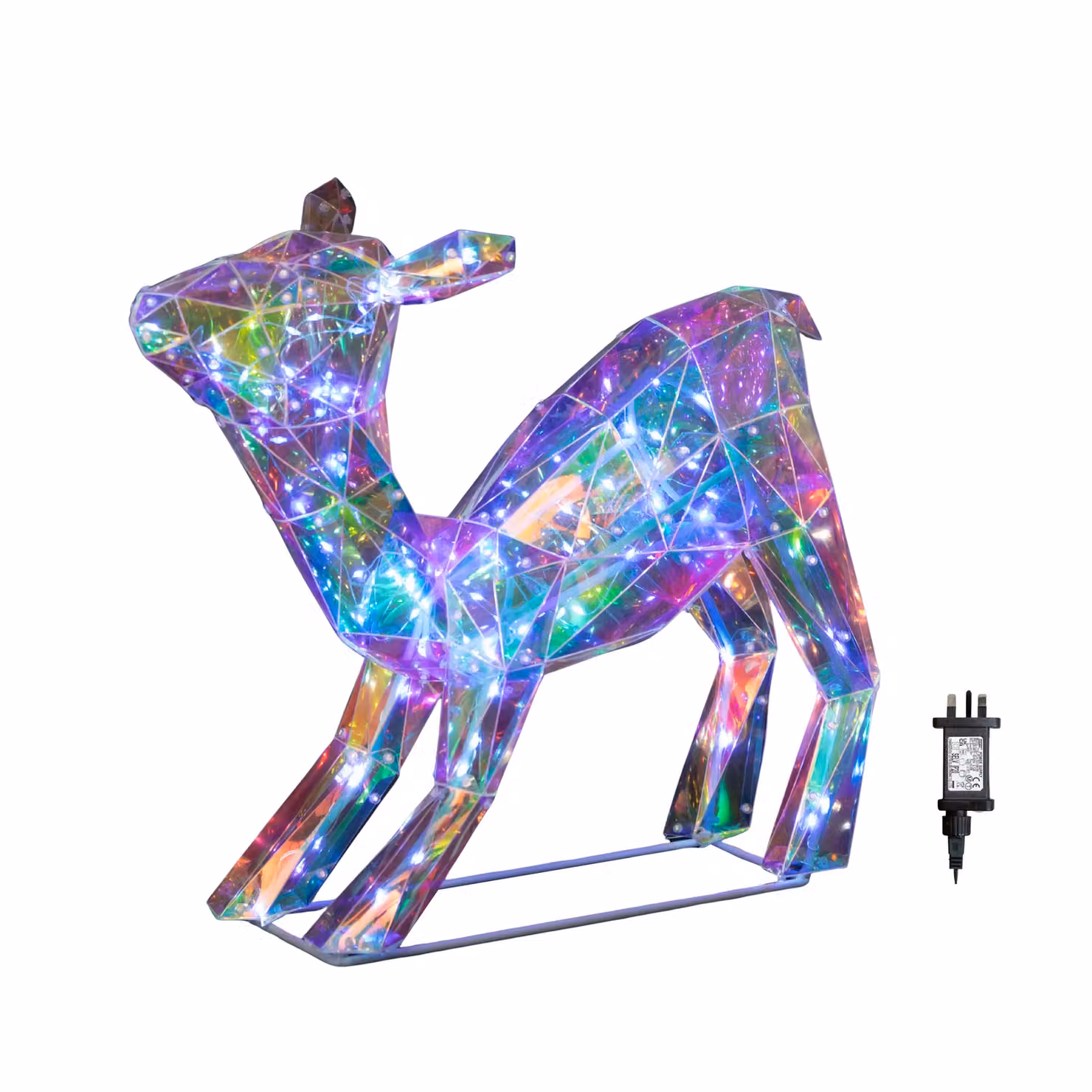Samuel Alexander Iridescent DreamLights Christmas Fawn with 100 White LEDs, Multicolour and White, Height: 34 cm – 3