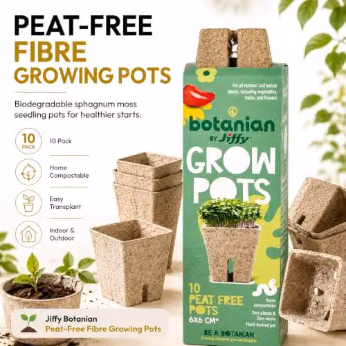 Jiffy Botanian Peat-Free Fibre Growing Pots, 10 Pack, Brown Biodegradable Sphagnum Moss Seedling Pots for Indoor and Outdoor Plants – 2