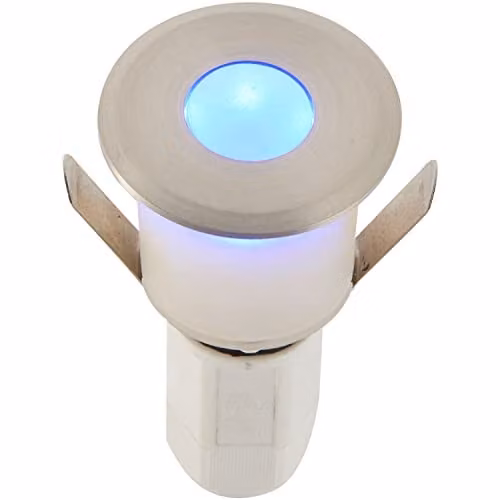 Loops Recessed Blue LED Decking Guide Light in Silver Aluminium and Plastic, IP67 Rated – 1