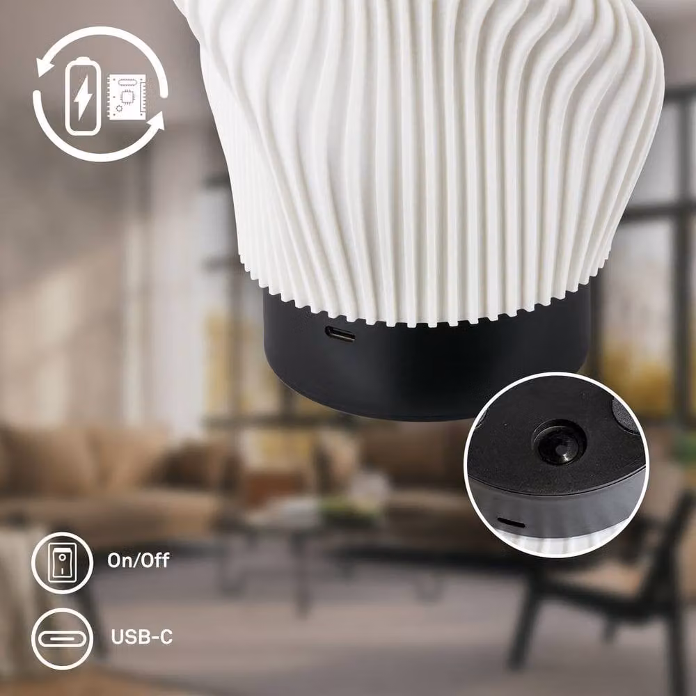 Briloner Black Rechargeable Dimmable Touch LED Table Lamp with Warm White Light – 4